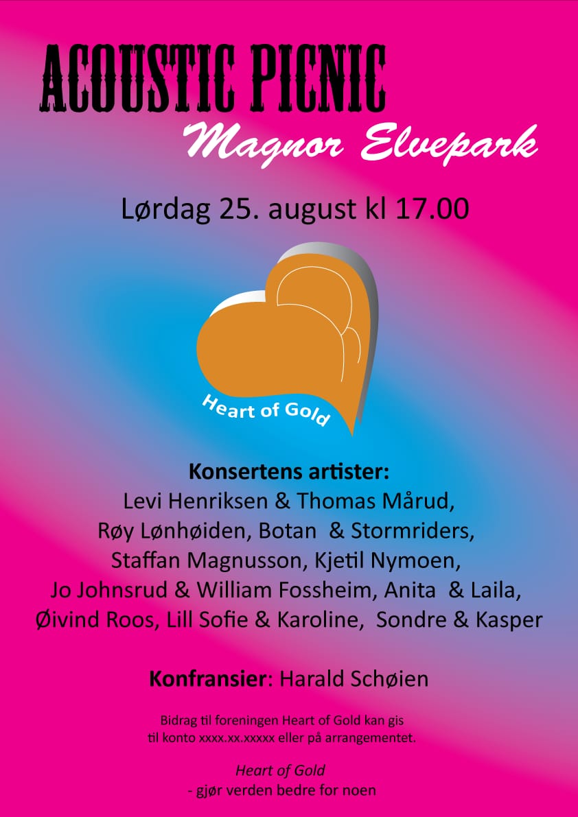 Plakaten for Acoustic Picnic i Magnor Elvepark